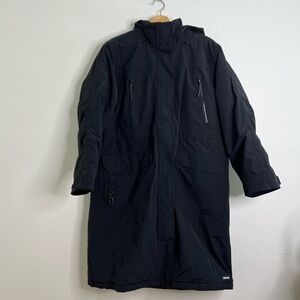 Lands' End Waterproof Windproof Heavyweight Parka Black Mid-Length Size L 14/16